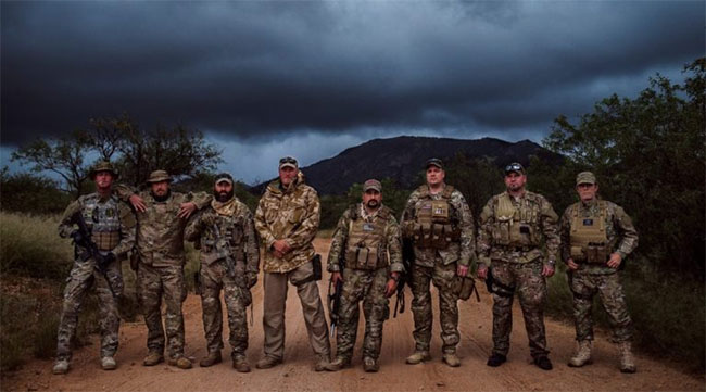 row of armed warriors